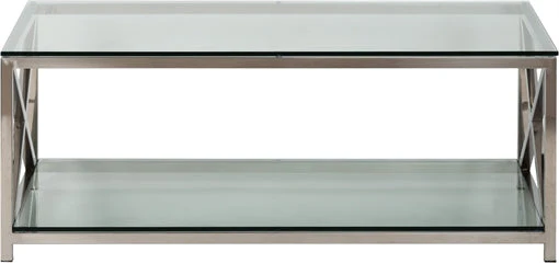 Manhattan 120 Rectangular Coffee Table - Metal & Glass - Image 2