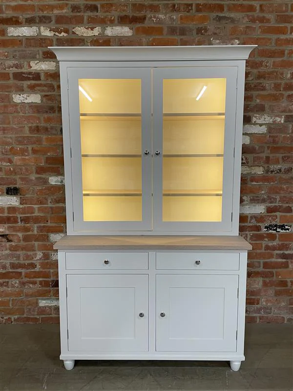 Suffolk 4ft Contemporary Glazed Dresser - Silver Birch - Image 2